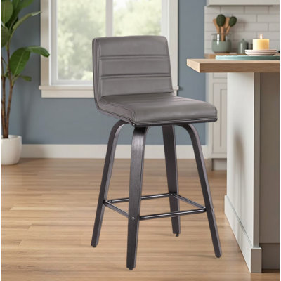 Chaise de bar pivotante à dossier bas en fer et tissu gris et noir HomeRoots