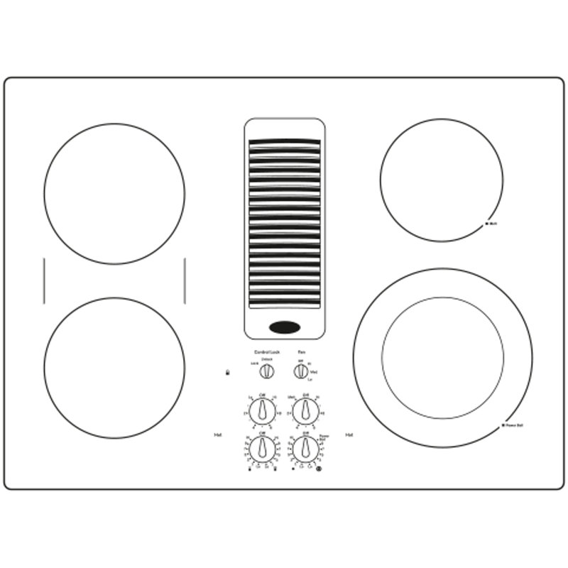 Downdraft Electric Cooktop, Black, Black