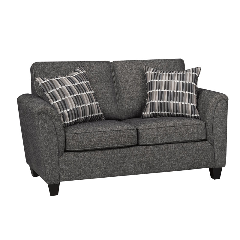 Causeuse à accoudoirs roulés 60 po avec coussins réversibles, Polyester gris anthracite