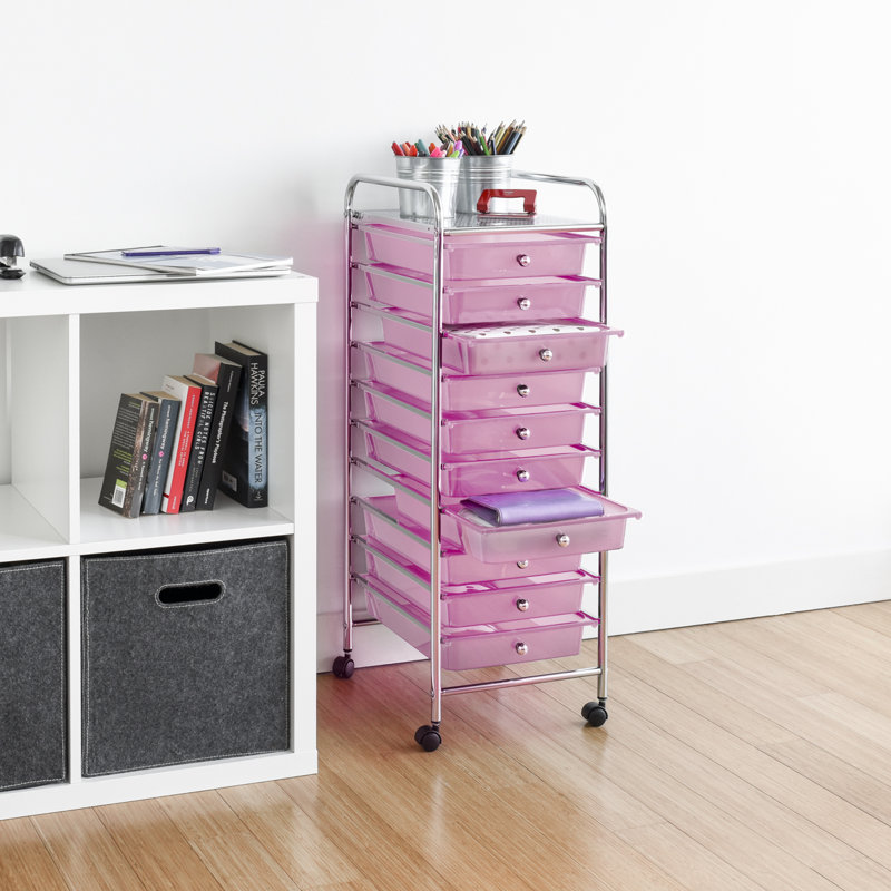 Cremeans 90cm H x 32cm W Utility Cart with Wheels, Pink