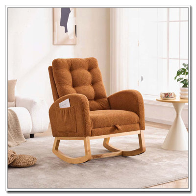 Chaise berçante avec repose-pieds à haut dossier