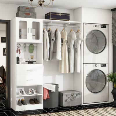 Système d'organisation 60 po avec porte d'armoire Visualize et tiroirs en bois