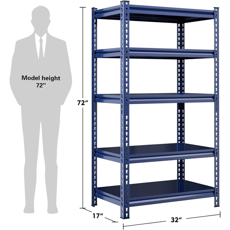 Blue Heavy Duty 72" Adjustable 5-Tier Metal Garage Shelving