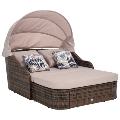 Caydie 47'' Wide Wicker Patio Daybed with Cushions