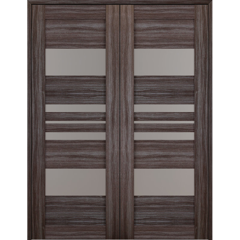 Portes françaises à panneaux en bois et verre Romi, Chêne, 35,5 po x 79,38 po