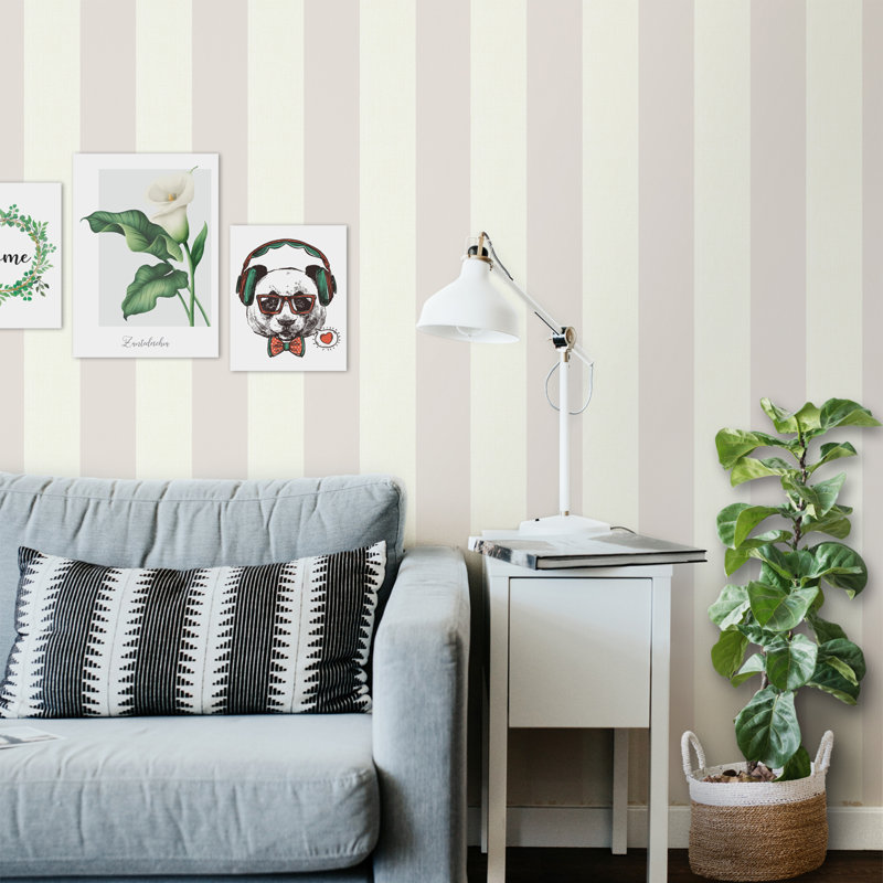 Rouleau de papier peint L 51,18 pi x l 41,64 po Burdine, Brun clair / crème