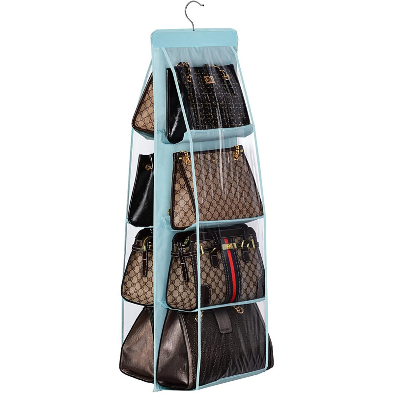 Handbag Hanging Organizer (8 Pocket) For Closet And Storage, Oxford Cloth Purse Hanger For Family Bedroom, Foldable Universal Fit