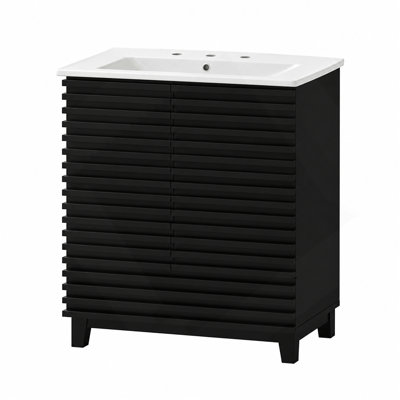 Freestanding Standard Single Vanity Bathroom Vanity With Ceramic Top