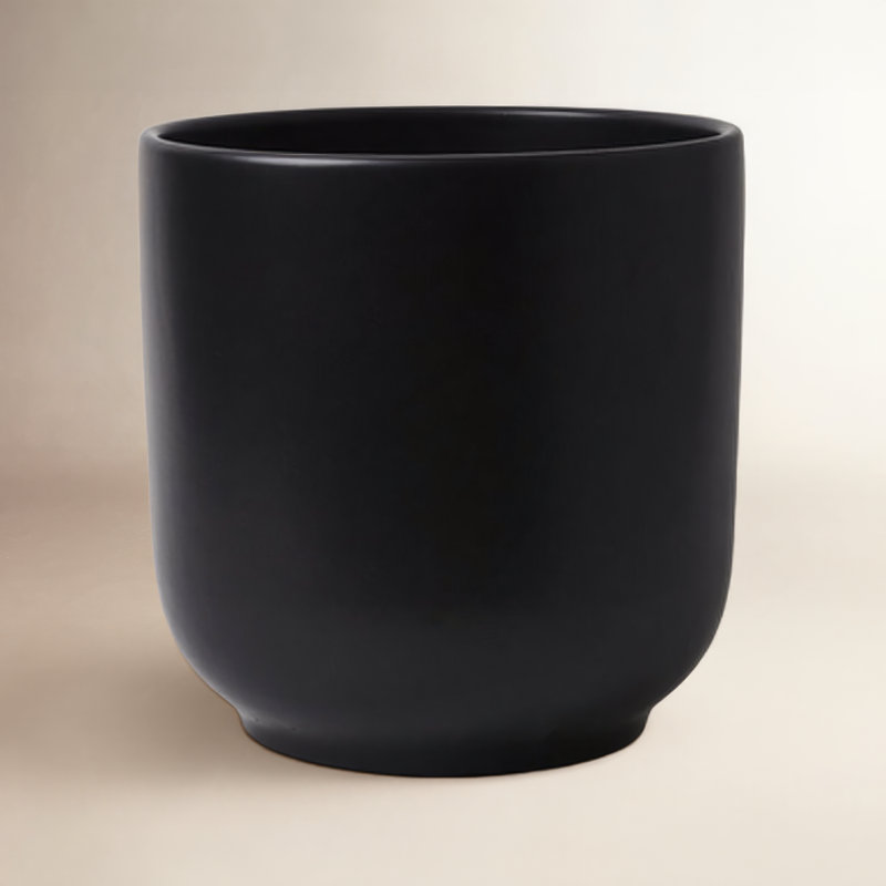 Pot de fleurs en céramique, Noir, noir, noir, noir, H 11,25 po x l 11,75 po x P 11,75 po