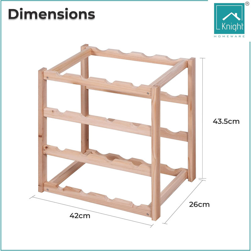Strissel 16 Bottle Stylish Wooden Wine Rack Holder Solid Wood 4 Tier Free Standing Wine Bottle Rack, natural