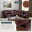 210"Power Recliner Sectional Sofa Set, With Led Lights, Cup Holder, Pull-Down Table-1380307860