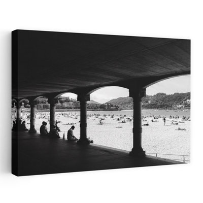 Été, plage, promenade, architecture contemporaine abstraite, impression d'art mural sur la plage