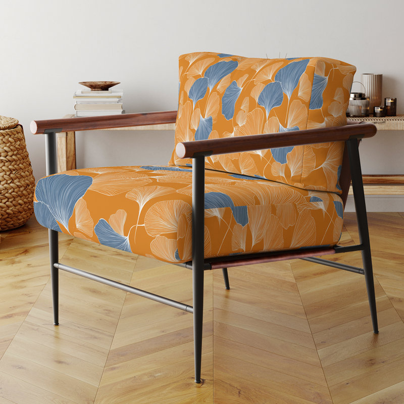 Chaise rembourrée Coastal, Bras ronds bruns