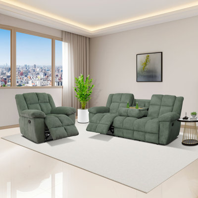 2-Piece Corduroy Living Room Recliner Set, Sofa &Chair by Ebern Designs