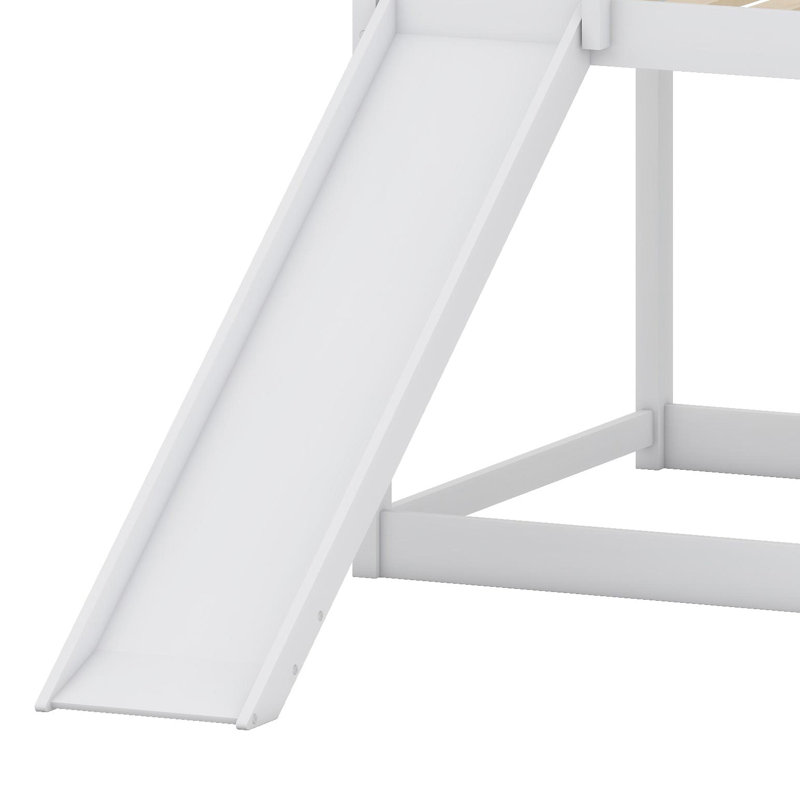 Lit superposé avec glissière amovible et échelle facile à monter, Blanc