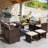 Angelos 8 - Person Patio Dining Set Rectangular Table with Cushions Included-505196951