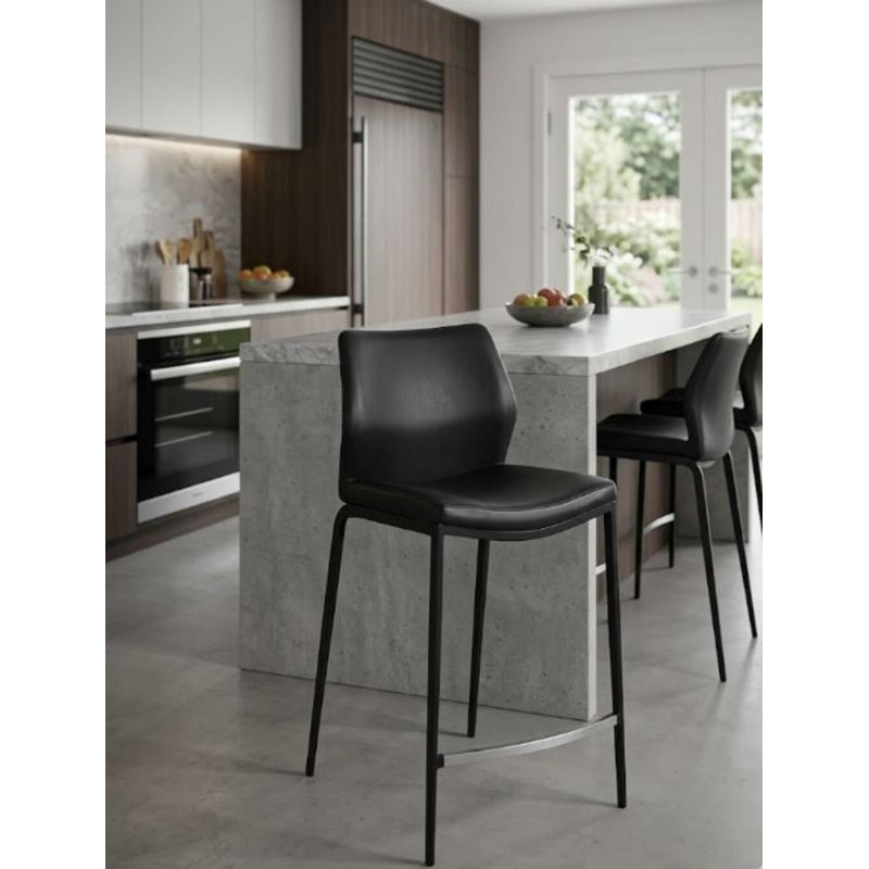Humber Pu Leather Stool, Black