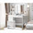 Vanity Desk Set With Led Lighted Mirror & Power Outlet, Makeup Table Top with 3 Open Bookcases, 3 Cubbies, 2 Drawers, Dresser Table for Bedroom, Checkroom-1244200110