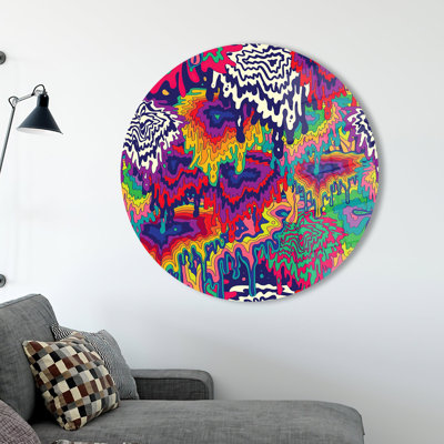 Art mural abstrait psychédélique avec des couleurs vives capturées en verre trempé, idéal pour la décoration de la maison ou comme cadeau unique pour lui