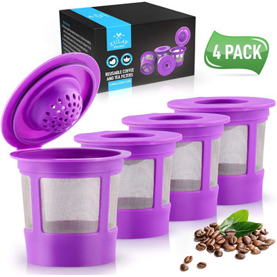 Zulay Kitchen 4 Pack Coffee Pod Filters Stainless Steel Reusable Refillable for Keurig Coffee Makers