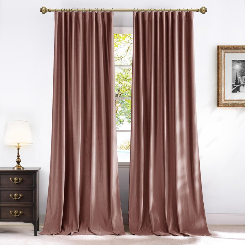  Velvet Blackout Curtains Thermal Insulated Room Darkening Drapes with Rod Pocket/Back Tab/Shower Hook Hanging Options for Bedroom Privacy, 2 Panels