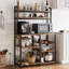 Baker Rack with Power Outlet - Microwave Stand with Storage, Industrial Microwave Stand, Kitchen Buffet Table with Large Storage, 6-Tier Kitchen Storage Rack