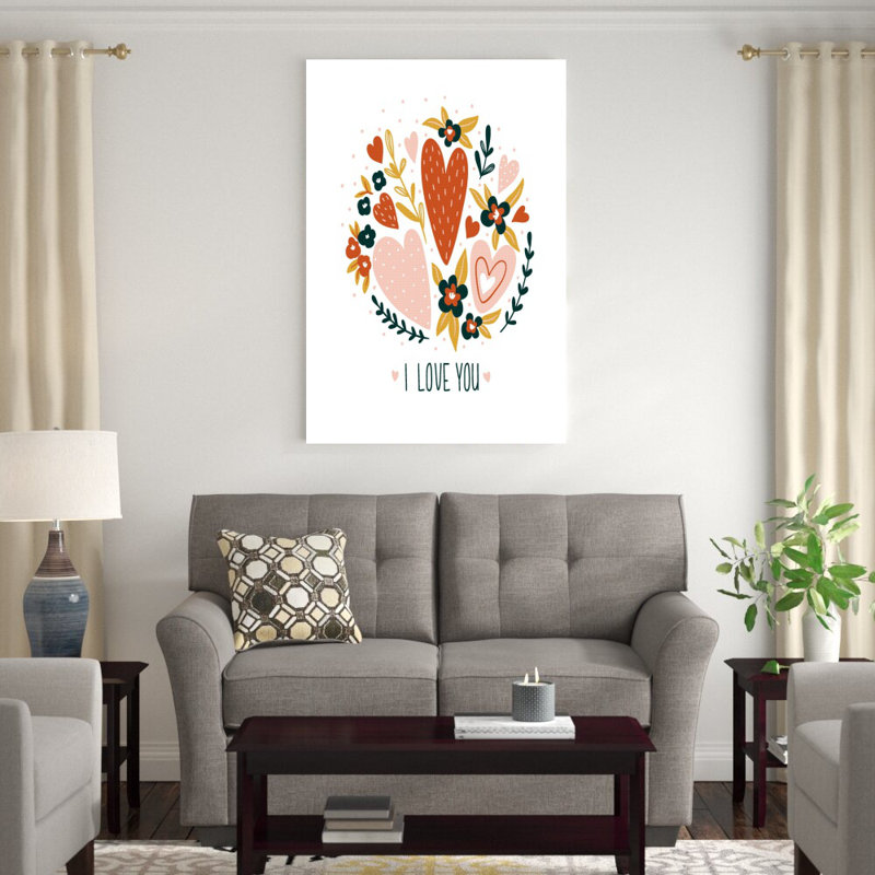 «I Love You Hearts», reproduction d'art sur toile tendue, H 18 po x l 12 po