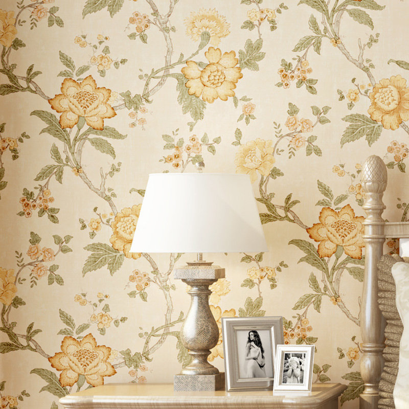 Fondren 10m x 53cm Semi-Gloss Wallpaper Roll, Light Yellow
