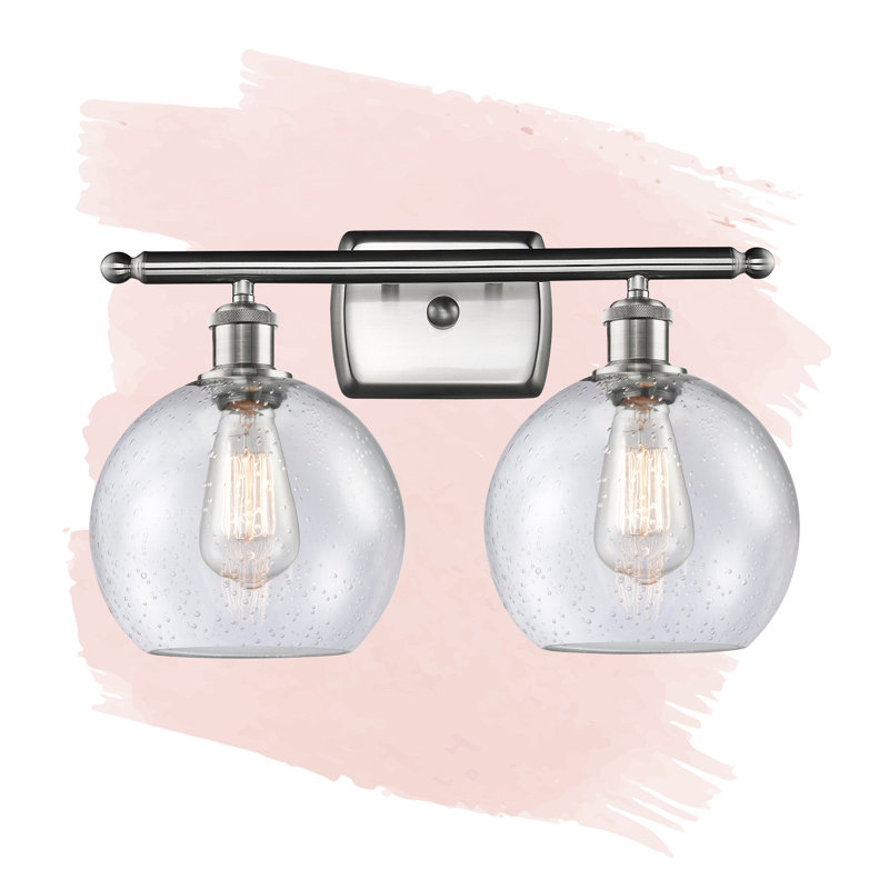 Éclairage de salle de bain à intensité variable à 2 lumières Baptista, Ampoule à DEL rétro de 6 watts, Nickel satiné brossé