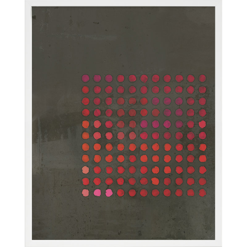 Circles In Squares 12 Painting by Jacques Pilon, 20" H x 16" W x 1.25" D, White Wood