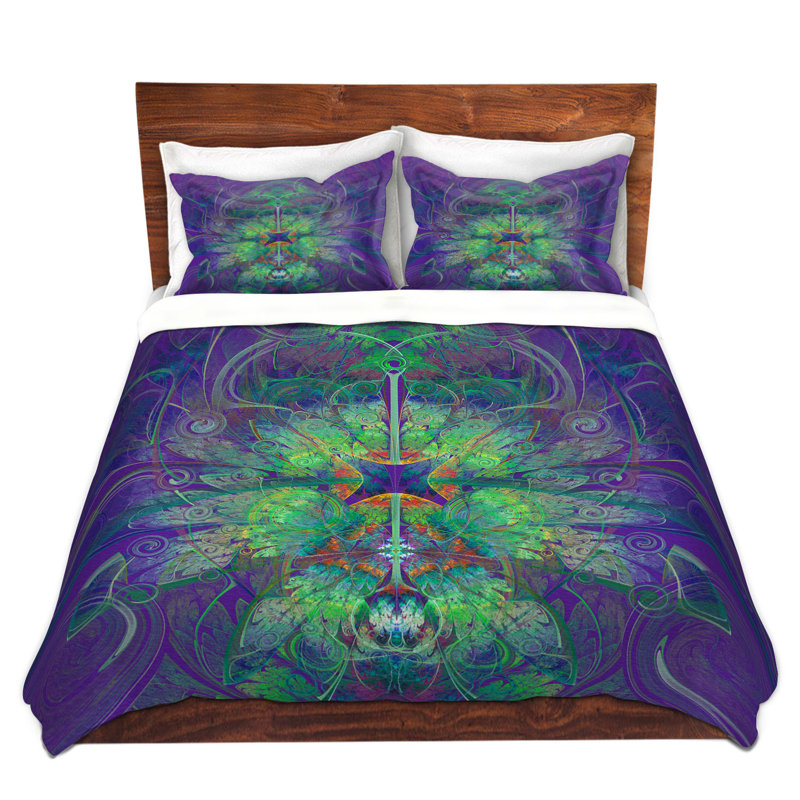 Ensemble de housse de couette en microfibre DiaNoche par Pam Amos - Flower Web Royal