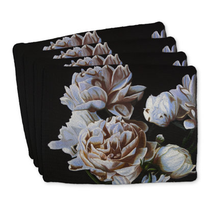 Braided Polyester Peonies Placemats | Set of 4 | Home Decor