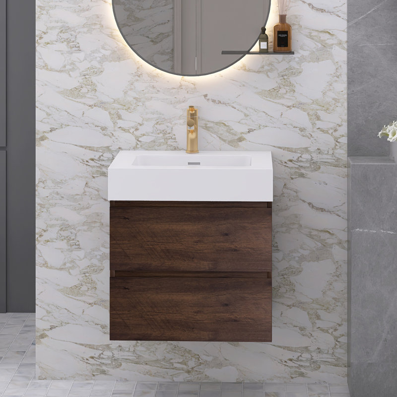 Ensemble de meuble-lavabo simple 24 po Najea, Noyer, Blanc