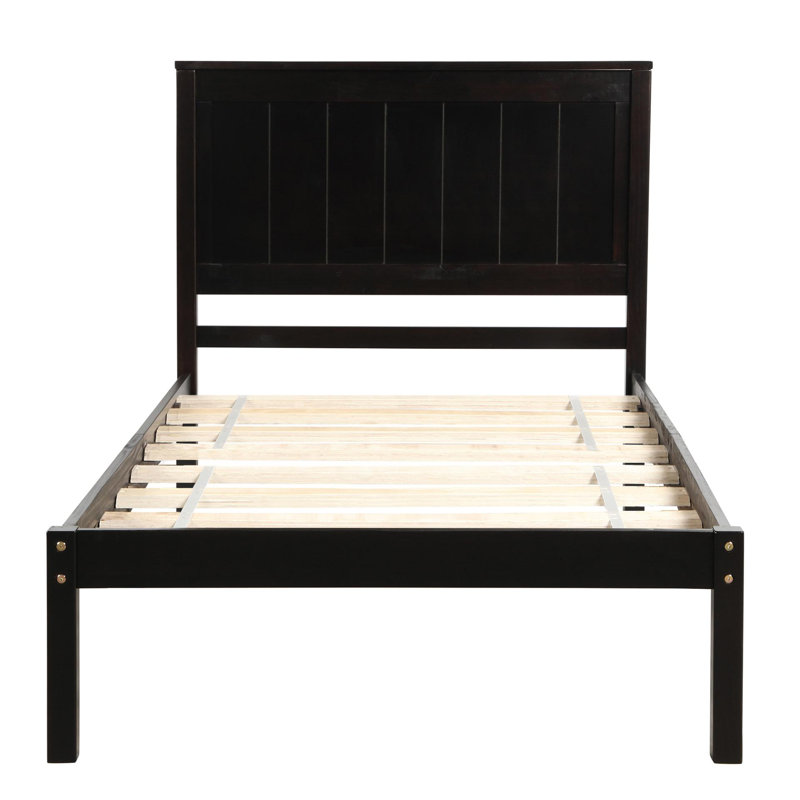 Chares Wood Platform Bed With Headboard, Queen, White