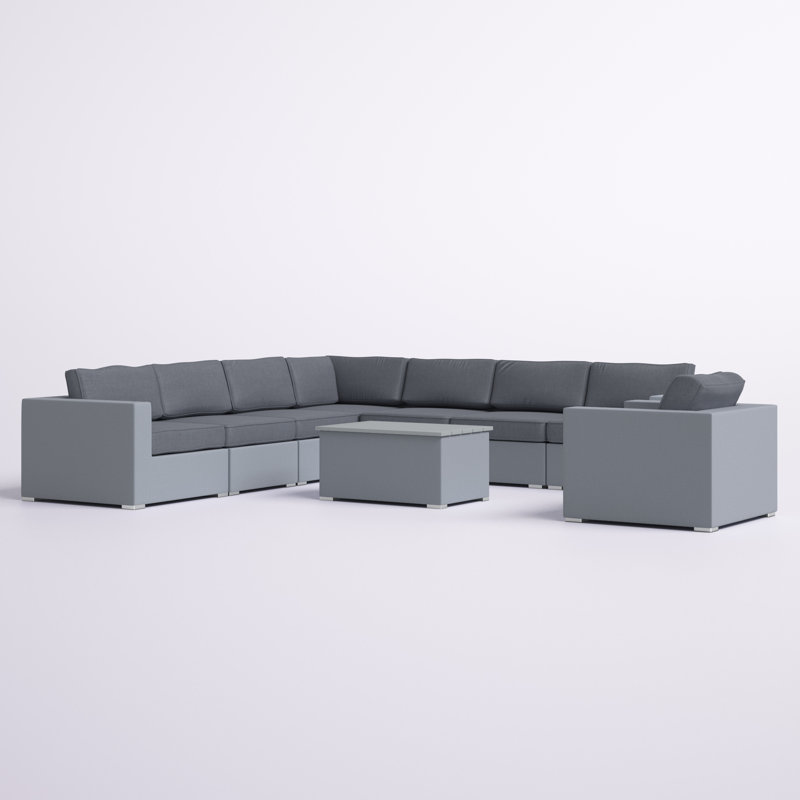 Ensemble de conversation modulaire en L avec coussins 9 pièces Everleigh