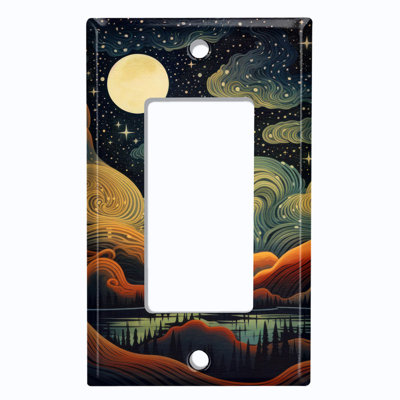 Couvercle de plaque d'interrupteur en métal; Fauteuil à bascule GFI 1 taille US Standard - Full Moon Lake Art