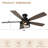 52" Black Farmhouse Industrial Flush Mount Ceiling Fan, 6-Speed DC Motor Low Profile Caged Ceiling Fan with Light and Remote