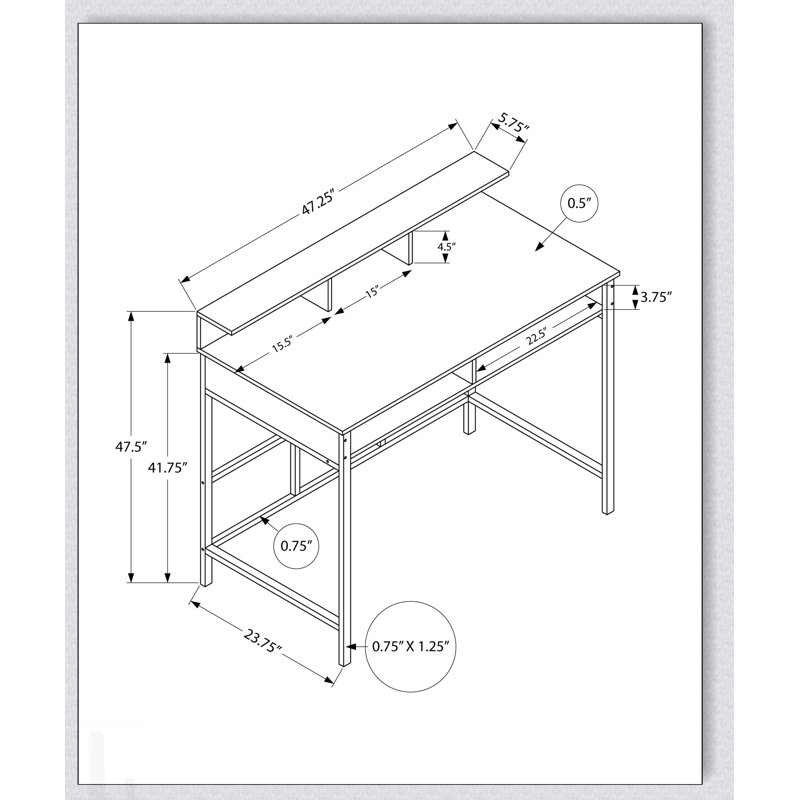 Bureau d'ordinateur moderne avec tablettes de rangement pour le bureau à domicile, peu encombrant et élégant
