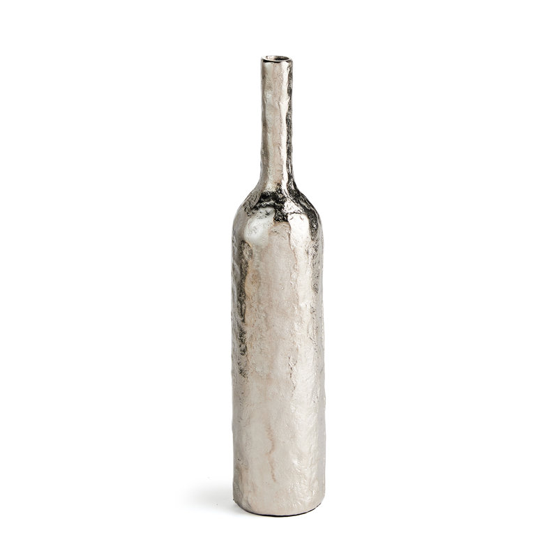 Handmade Aluminum Table Vase, Silver, 24" H x 5" W x 5" D