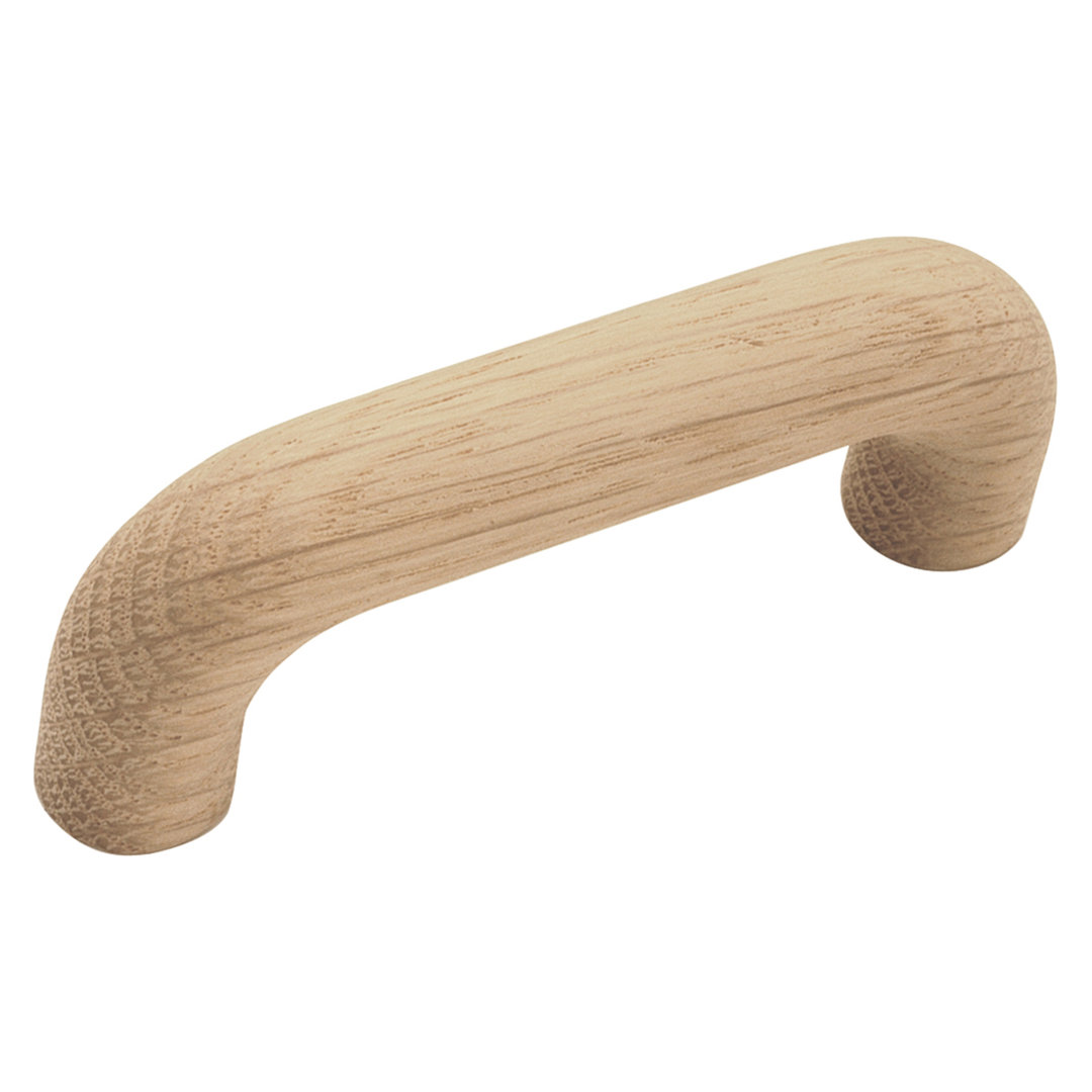 Natural Woodcraft Kitchen Cabinet Handles, Solid Core Drawer Pulls for Cabinet Doors, 3" Hickory Hardware