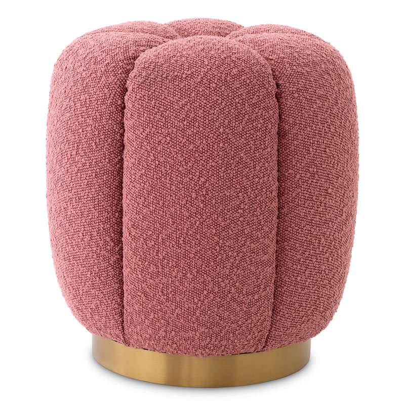Repose-pieds rembourré Orchanic, Polyester rose bouclé