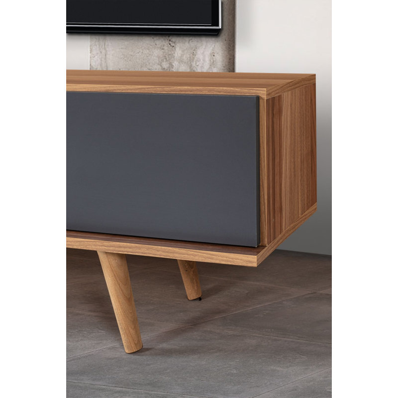 Meuble télé, 7.09" H x 62.99" W x 13.78" D, Walnut/Anthracite