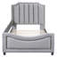 Lit de jour simple rembourré gris avec tête de lit à rayures élégantes - Style robuste et attrayant-1409662080