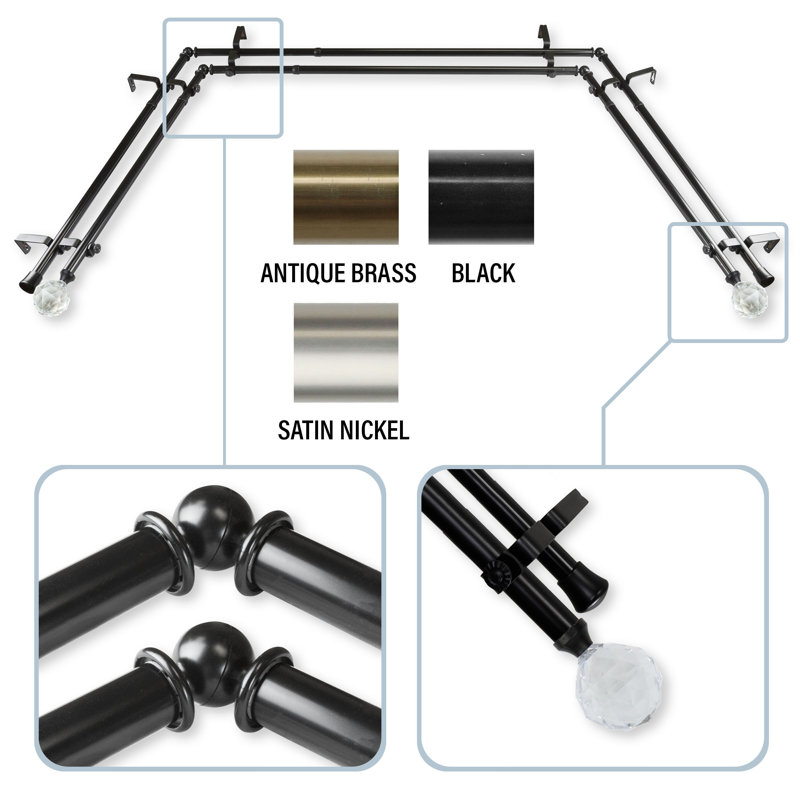 Tringle à rideaux double vitrée 0,4 po Santini, Noir