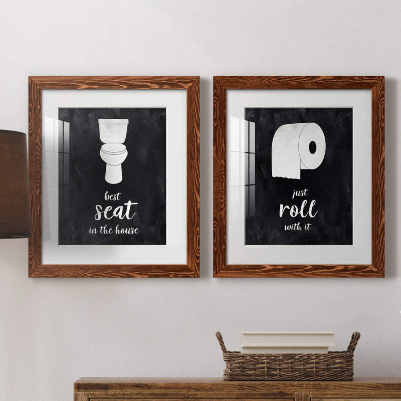 «Best Seat», ensemble de 2 reproductions d'art textuel, Impression encadrée avec passe-partout, H 20 po x l 17 po, Érable