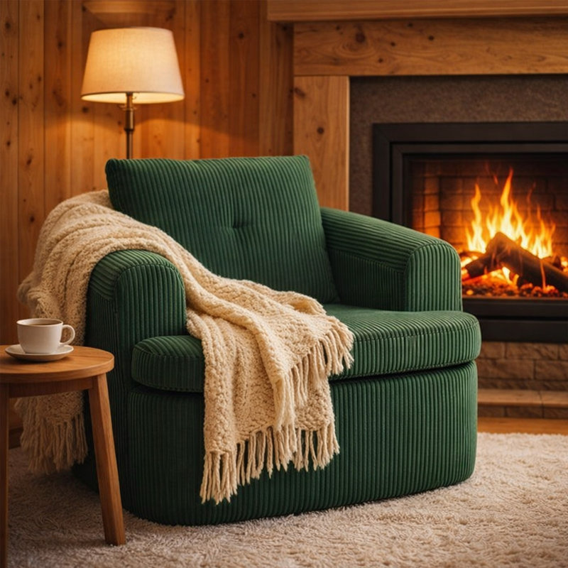 Fauteuil d'appoint pivotant en chenille Cloud-Inspired, Vert