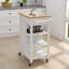 Îlot de cuisine avec chariot à roulettes avec tablettes réglables et plateau à serviettes en bois d'hévéa-690216660