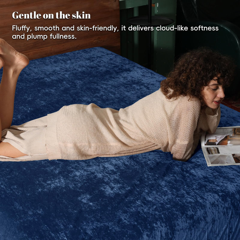 PHF Truly Velvet Fitted Sheet, Luxury Super Soft Cozy Fuzzy Fleece Bottom Sheet, Deep Pocket Up to 16",Strenghth Elastic Band, Suitable for Fall Winter Spring,No Pillowcases