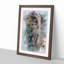 Peeping Great Horned Owl in Abstract - Picture Frame Painting Print-55583086-55583083