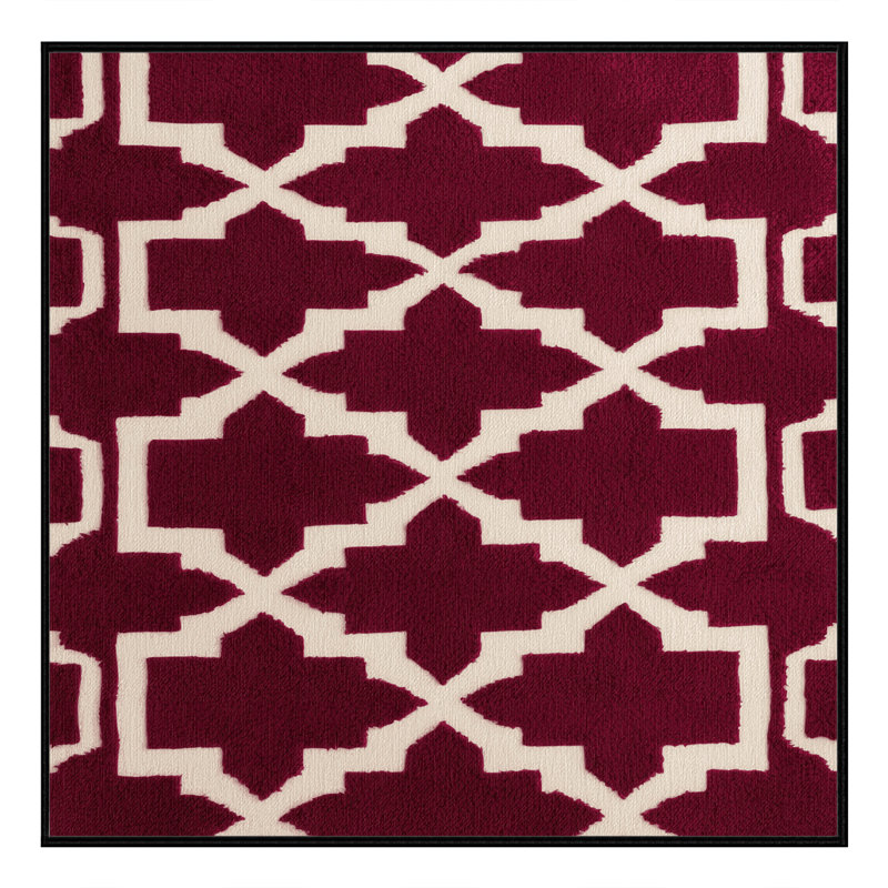 Tapis rouge en treillis lavable à la machine, Carré 3 pi